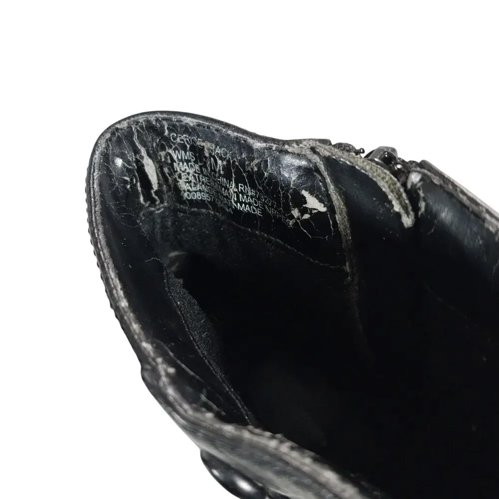 CROFT & BARROW! BLACK GENUINE LEATHER CHUNKY HEEL, NIPPED TOE ANKLE BOOTS! SZ 7M
